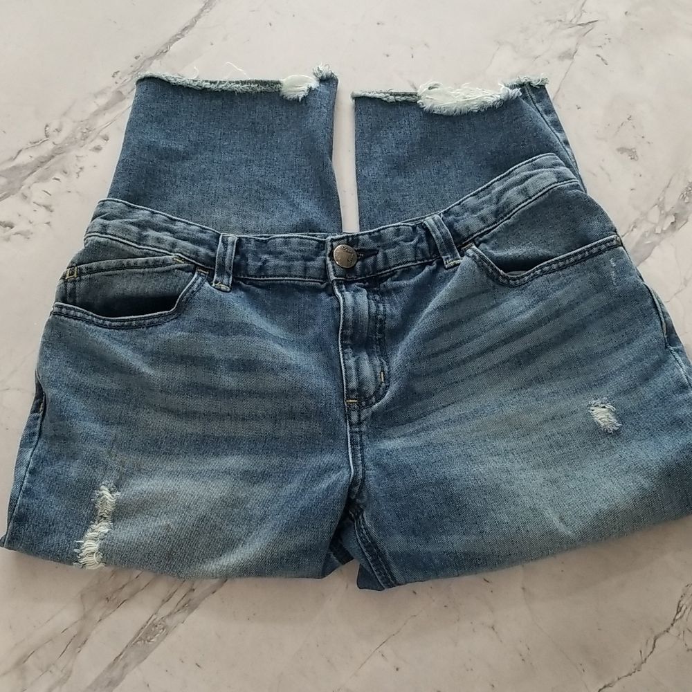 FP Women's Distressed Denim Capri Jeans, Cut-Offs, Frayed Hem